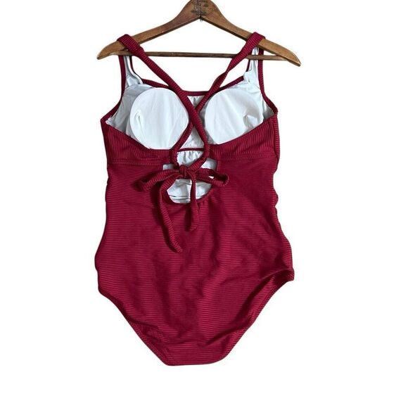 Cupshe NWT Maternity Scoop Neck Criss Cross Back Tie Ribbed One Piece Swimsuit R - Picture 15 of 15